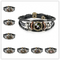 24 Styles One Piece Design Leather Weaving Anime Bracelet