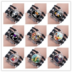 24 Styles One Piece Monkey D. Luffy Design Leather Weaving Anime Bracelet
