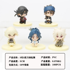 （5Pcs/Set）3 Generation  Touken Ranbu Online  Cartoon Character Model Toy Anime PVC Figure 5CM