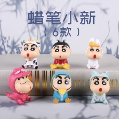 批发蜡笔小新手办6件套玩具公仔蛋糕摆件车载装饰摆件批发