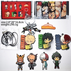 My Hero Academia Cartoon Character Anime Keychain+Necklace (Set)