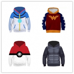 4 Style Pokemon/Wonder Woman Cartoon Pattern Cosplay For Children Long Sleeve Anime Hooded Hoodie