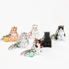 （袋装）6款蹲姿小猫钥匙扣 动漫周边卡通坐款猫咪公仔挂件小礼品挂饰