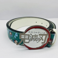 2 Styles Demon Slayer: Kimetsu no Yaiba Cartoon Alloy Leather Waistbelt Anime Waist Belt Buckle