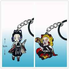 2 Styles Japanese Demon Slayer: Kimetsu no Yaiba Rengoku Kyoujurou Cartoon Character Alloy Anime Keychain Pendant