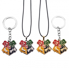 4 Styles Harry Potter Cosplay Cartoon Alloy Necklace Keychain