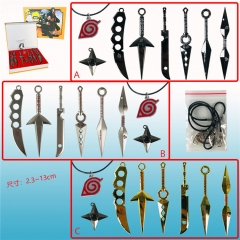 3 Colors Naruto Japanese Cartoon Character Alloy Anime Weapon Set 13cm ( 8pcs/set)
