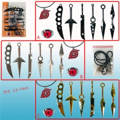 3 Colors Naruto Japanese Cartoon Character Alloy Anime Weapon Set 13cm ( 8pcs/set)