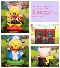 2 Styles Pokemon Pikachu Cos Maneki Neko and Doraemon Character PVC Anime Figure Toy 9cm