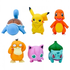 5-8CM 6 PCS/SET Pokemon Bulbasaur Squirtle Japanese Cartoon Anime PVC Figure(OPP bag)