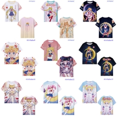 15 Styles Pretty Soldier Sailor Moon Color Printing Cosplay Anime T-shirt
