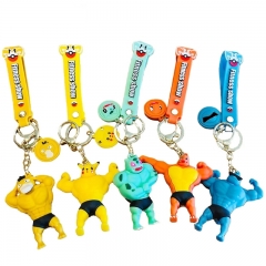 5 Styles Muscle Pokemon Character Cosplay Decorative Anime Figure Keychain
