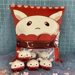 6Pcs/Set 8cm Genshin Impact Klee Cartoon Character Collection Doll Anime Plush Toy Keychain Pendant With Bag