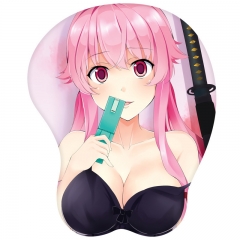 未来日记-我妻由乃 电脑办公游戏护腕鼠标垫硅胶立体3D大胸美女手腕垫可爱动漫手托垫