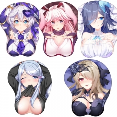 5 Styles Honkai Impact/MmiHoYo 3D Breast Sexy Mouse Pad Silicone Wrist