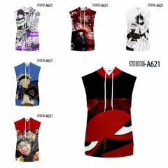 10 Styles Black Clover Cosplay 3D Digital Print Anime Sleeveless T-shirt  With Hood