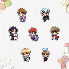 7 Styles K-POP BTS Bulletproof Boy Scouts Cartoon Character Cute Decorative Anime Alloy Resin Brooch