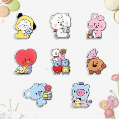 8 Styles K-POP BTS Bulletproof Boy Scouts Cartoon Character Cute Decorative Anime Alloy Resin Brooch