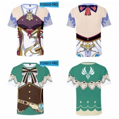 10 Styles Genshin Impact Cosplay 3D Digital Print Anime T-shirt