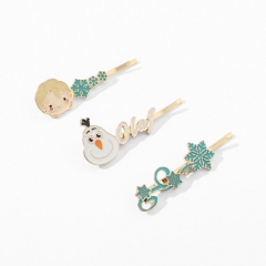 3 Styles Disney Frozen Character Cartoon Model Cute Cartoon Alloy Hair Clip
