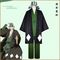 Bleach Urahara Kisuke Cospaly Pants+Coat+Shirt+Hat Anime Costume Set