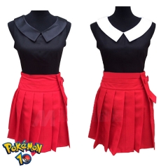 Pokemon Pikachu Serena Cartoon Character Cosplay Skirt Anime Costume Set For Woman