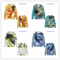 5 Styles Pokemon Cartoon Color Printing Cosplay Anime Hooded Hoodie