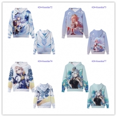 10 Styles Genshin Impact Cartoon Cosplay Anime Hooded Hoodie
