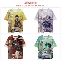 6 Styles Genshin Impact Cosplay 3D Digital Print Anime T-shirt