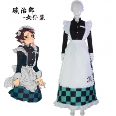 鬼灭之刃cos服 灶门炭治郎女仆裙 万圣节角色扮演cosplay服装现货