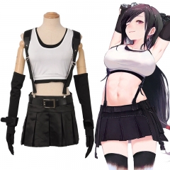 Final Fantasy Tifa Lockhart Cartoon Character Cosplay Skirt Shirt Anime Costume Set For Adult