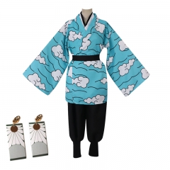 Demon Slayer: Kimetsu no Yaiba Kamado Tanjirou Cartoon Character Cosplay Top Cloak Pants Earrings Anime Costume Set For Adult