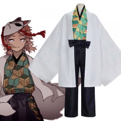 Demon Slayer: Kimetsu no Yaiba Sabito Cartoon Character Cosplay Cloak Top Pants Anime Costume Set For Adult