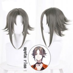 Rainbow Club Virtual Idol Anchor Mysta Rias Mixed Gray-brown Medium Parted Upturned Short Hair Cos Wig