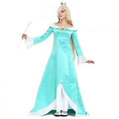 Super Mario Bro Princess Rosalina Cartoon Character Cosplay Dress Earrings Crown Anime Costume Set For Adult