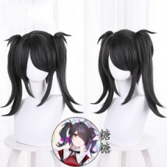 The Anchor Girl is Heavily Dependent on Tangtang Gray and Black with Double Ponytails Cosplay Anime Wig