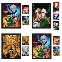 （无相框）10个一套 全职猎人 动漫渐变海报裸眼3D立体变图PET光栅画动漫周边宣传卡