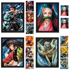 （无相框）10个一套 鬼灭之刃动漫立体画现货3D渐变海报祢豆子善逸炭治郎PET光栅画