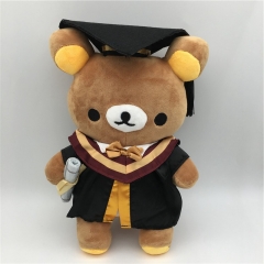 30CM 日系卡通博士帽轻松熊毛绒玩具学士服毕业公仔
