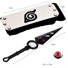 Naruto Kunai+Ring+Headband Sword Weapon Cosplay Cartoon Anime Sword Kunai Set
