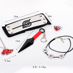 4 Styles Naruto Kunai+Necklace+Ring+Headband Sword Weapon Cosplay Cartoon Anime Sword Kunai Set