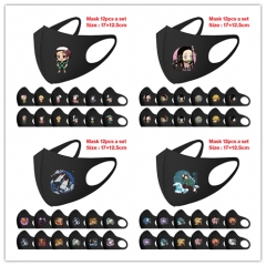 6 Styles 12PCS/SET Demon Slayer: Kimetsu no Yaiba Anime mask Cosplay Cartoon Mask Space Cotton Anime Print Mask
