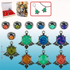 Genshin Impact Alloy Anime Necklace+Ring (14pcs/set)