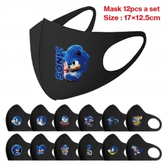 12PCS/SET Sonic the Hedgehog Anime mask Cosplay Cartoon Mask Space Cotton Anime Print Mask