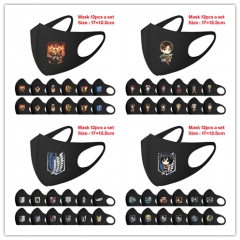 4 Styles 12PCS/SET Attack on Titan/Shingeki No Kyojin Anime mask Cosplay Cartoon Mask Space Cotton Anime Print Mask