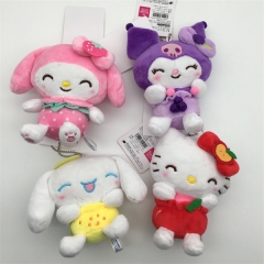 4Pcs/Set Hello kitty Cartoon Character Plush Anime Keychain Pendent 13CM