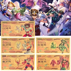 日本经典动画片周边圣斗士星矢纪念钞金箔币圣斗士五小强收藏