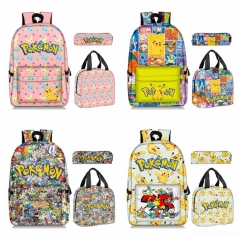 9 Styles Pokemon For Teenager Student Colorful Printing Anime Backpack Bag+Lunch Bag+Pencil Bag Set