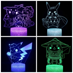 跨境专供皮卡丘口袋系列3D灯创意LED视觉灯情人节礼品床头小夜灯