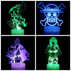 跨境专供海贼王系列3d小夜灯LED创意七彩触摸视觉立体礼品小台灯